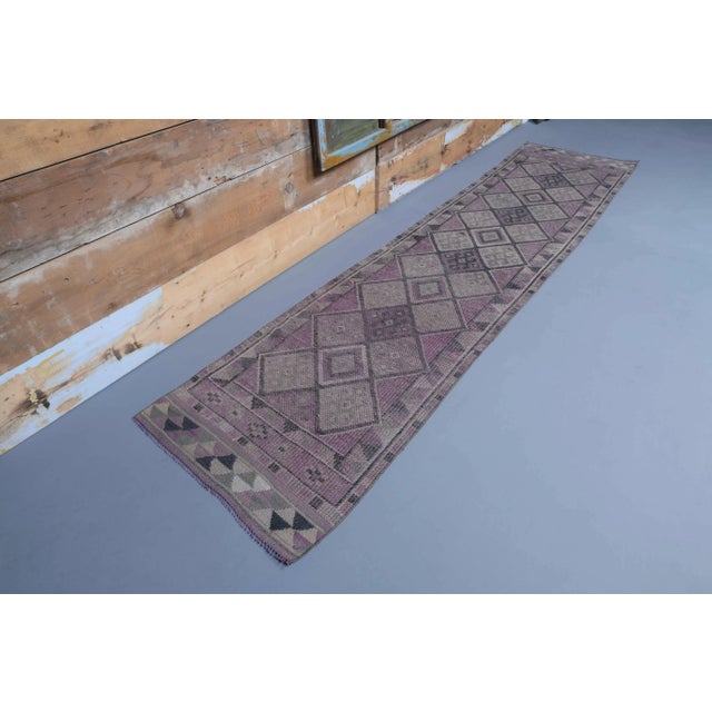 Vintage Turkish Hand-Knotted Runner Rug is a semi-Vintage rug. '60s Eastern region of Turkey's unique rug is perfectly...