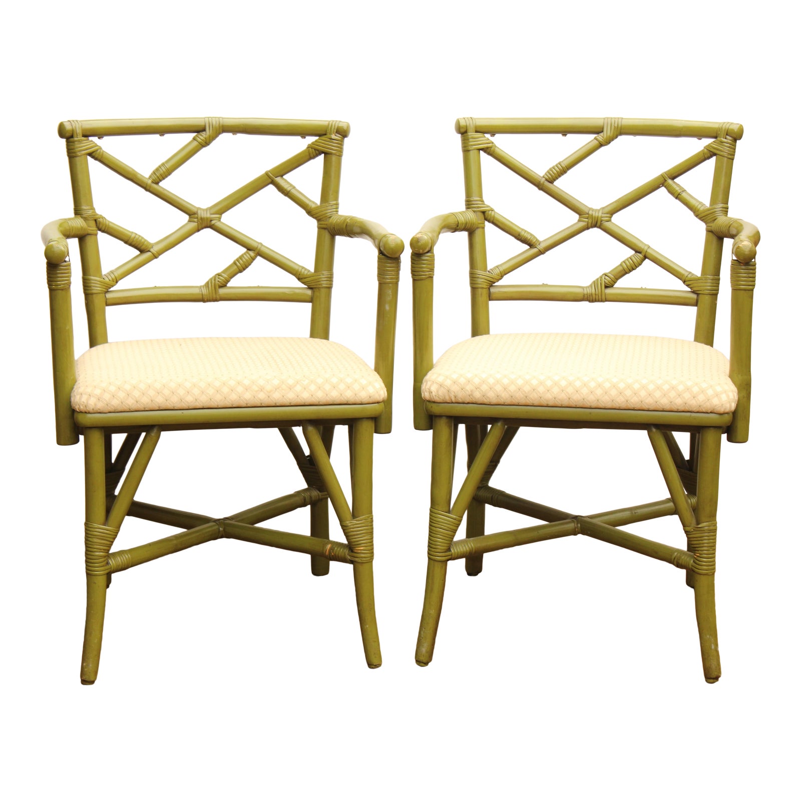 Chippendale Style Faux Bamboo Armchairs A Pair Chairish