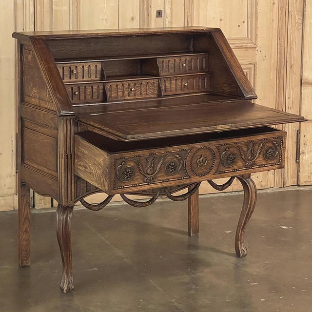 19th Century Country French Louis XVI Slant Front Secretary Desk For Sale - Image 9 of 18
