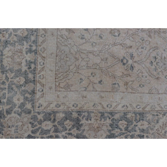 Vintage Turkish Oushak Rug, Distressed Floral Design, Cream & Blue 9'5 X 11'10 For Sale - Image 12 of 16