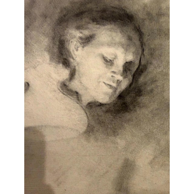 Piet Hein Eek Heinrich Pforr, Evening Hour Woman in Lamplight Face, 1919, Charcoal on Paper For Sale - Image 4 of 9
