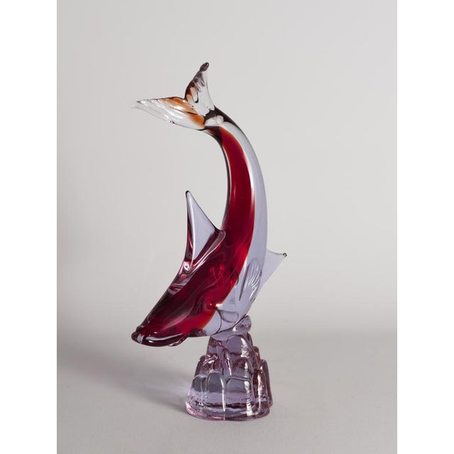Hand-Blown Purple and Red Murano Glass Fish Sculpture, Italy, 1970s For Sale - Image 12 of 16