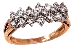 14 Karat Yellow and White Gold Double Tier Diamond Wedding Band / Ring, Size 8