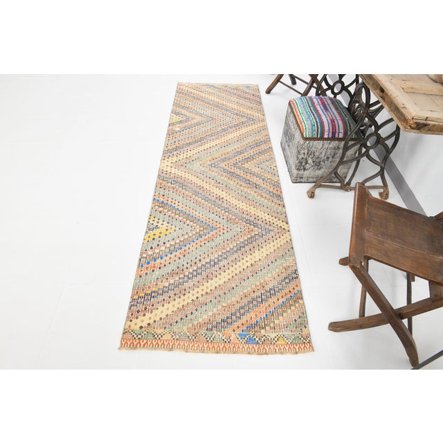 Vintage Wool Runner Kilim Rug, in Flawless conditions. Designed 1960 to 1969