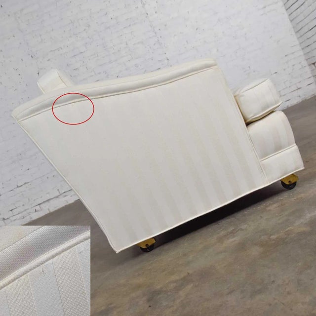Mid-Century Modern Off White Tone on Tone Stripe Lounge Chair on Rolling Casters For Sale - Image 10 of 13