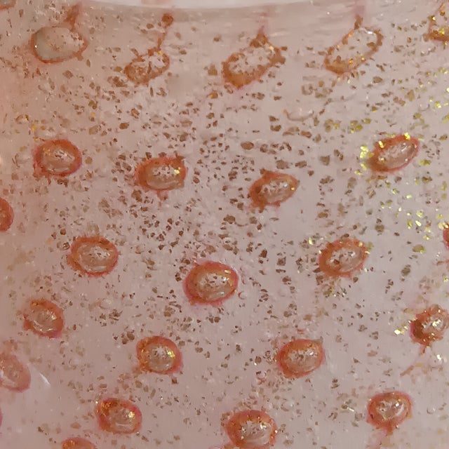 Glass Paperweight Pink W/ Gold Flecks Contolled Bubbles Tealight Holder or Vase For Sale - Image 13 of 16