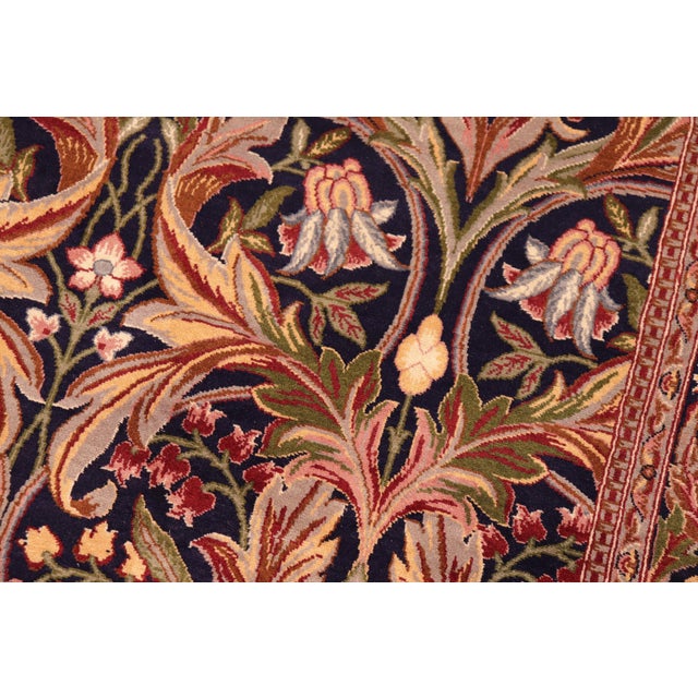Shabby Chic Art Nouveau Inspired 1990's Pak-Persian Blue/Rust Wool Rug - 6'0'' X 9'1'' For Sale - Image 3 of 9
