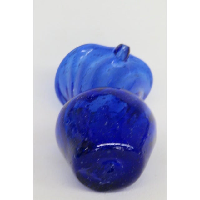 Mid 20th Century Hand Blown Art Glass Mini Pitcher Small Creamer Cobalt Blue Swirl Pattern For Sale - Image 15 of 15