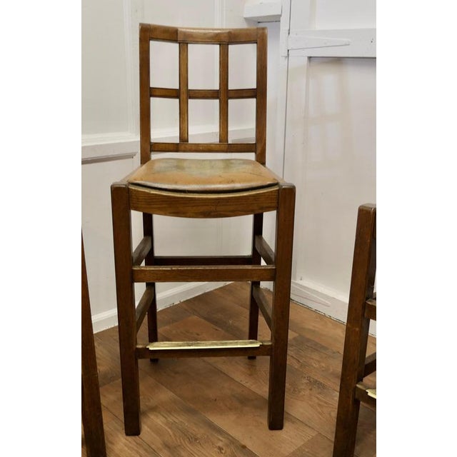 Arts and Crafts High Bar Stools in Oak, 1950s, Set of 3 For Sale - Image 6 of 11