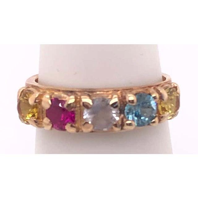 Modern 14 Karat Yellow Gold Band With Multicolored Semi Precious Stones For Sale - Image 3 of 9