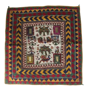 Vintage Beaded Indian Peacock Tribal Wall Hanging
