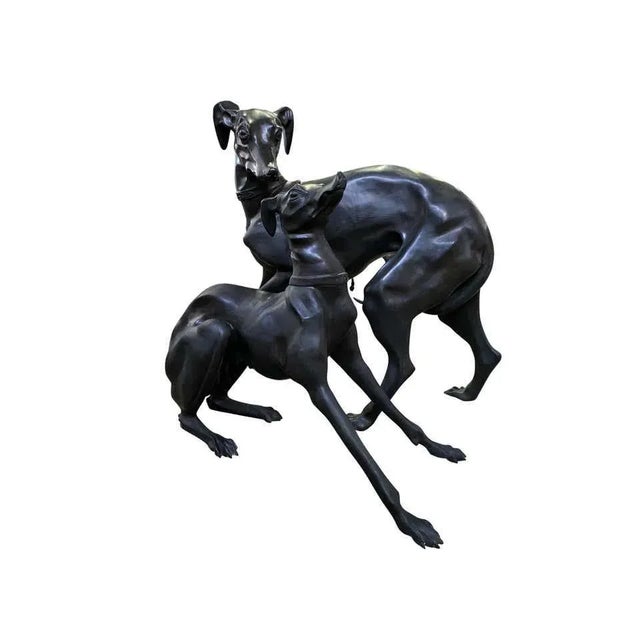 Gold Large Bronze Greyhounds in Dominance Stance, 1960s, Set of 2 For Sale - Image 8 of 16
