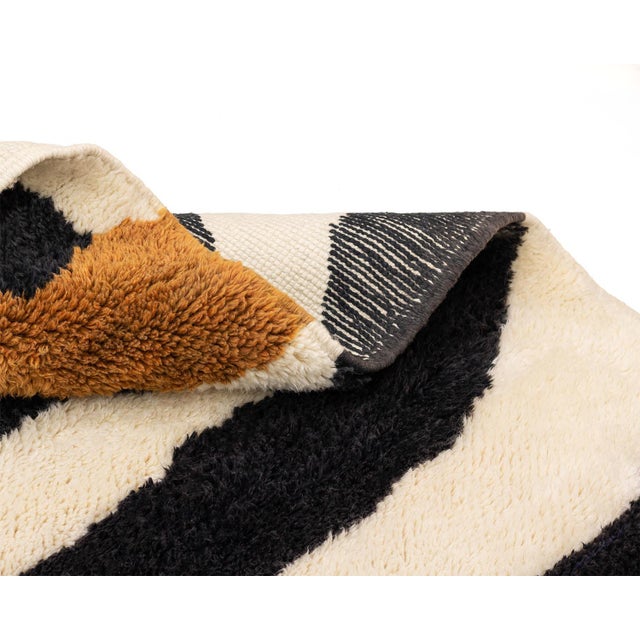 2020s Bold Zebra Stripe Abstract Hand-Knotted Wool Rug | 13'7" X 9'8" | One of a Kind For Sale - Image 5 of 7
