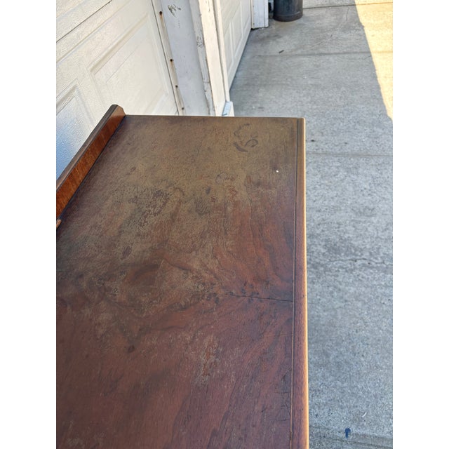 Brown Vintage Jacobean Revival Cabinet | Antique Tudor Style Walnut Server Console | Dark Academia Sideboard For Sale - Image 8 of 11