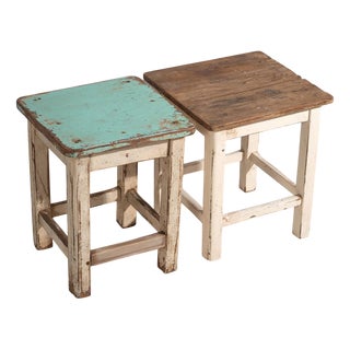 Antique Low Side Tables, 1920s, Set of 2 For Sale