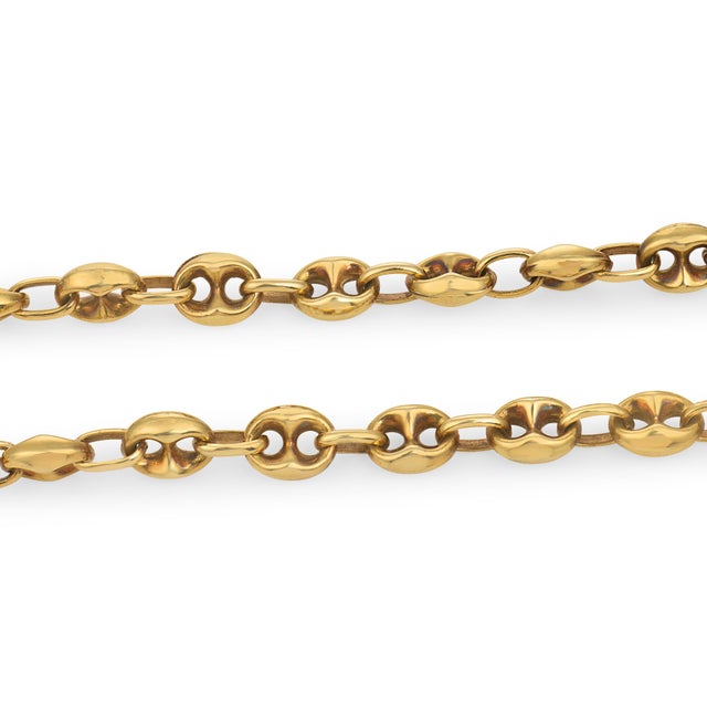 1970s Vintage 14k Yellow Gold Mariners Link Necklace For Sale - Image 5 of 5