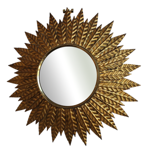 Vintage Spanish Sunburst Wall Mirror in Gilt Metal by S. Domenech, 1960s