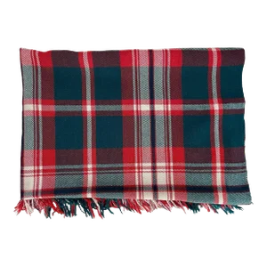 Dewey’s of Vermont 100% Plaid Wool Afghan Throw Blanket. Red and Green