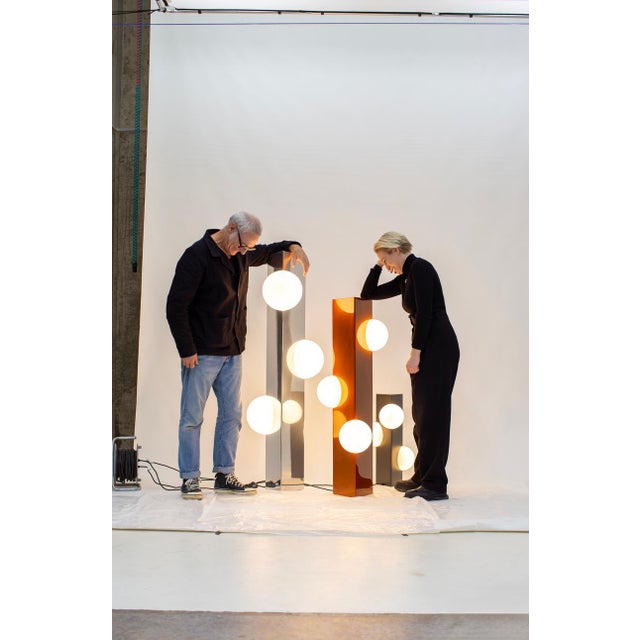 Medium Sfera Orange Glaze Lamp from Pulpo For Sale - Image 6 of 17