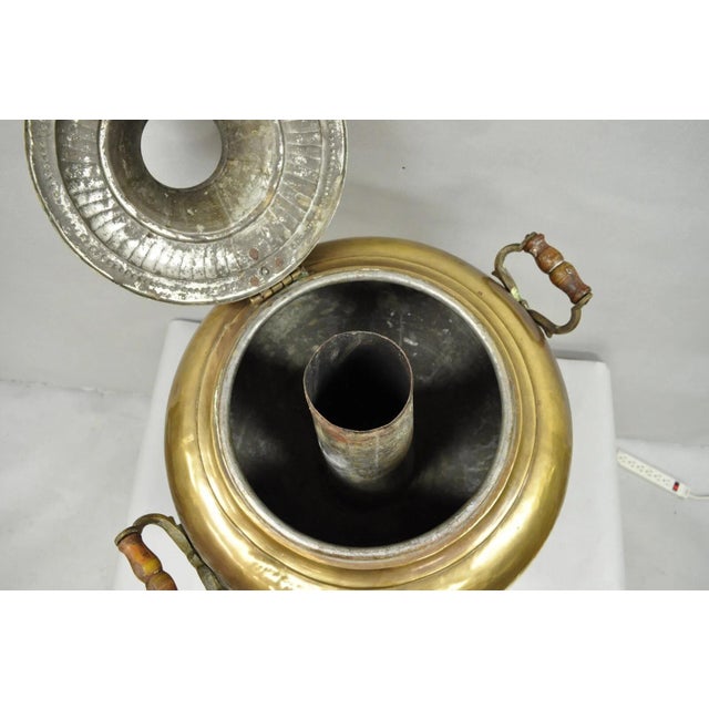 Antique Middle Eastern Moroccan Giant Brass Bulbous Samovar With Handles For Sale - Image 13 of 14
