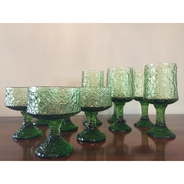 Set of 10 Vintage Lenox Impromptu Hand Blown Green Crystal Glasses Chairish