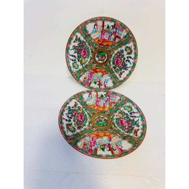 Antique Chinese Export Famille Rose Canton or Rose Medallion Porcelain Large Plates. For Sale - Image 11 of 12