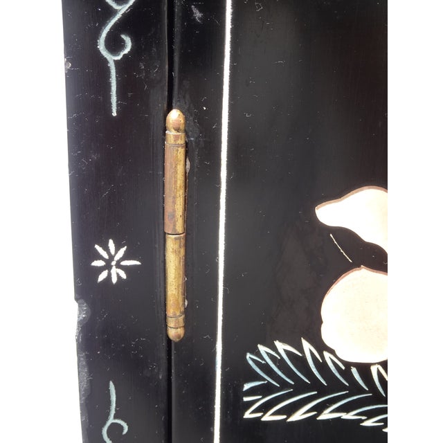 Black Vintage Chinese Asian Black Lacquer Chinoiserie Cabinet Side Table For Sale - Image 8 of 18