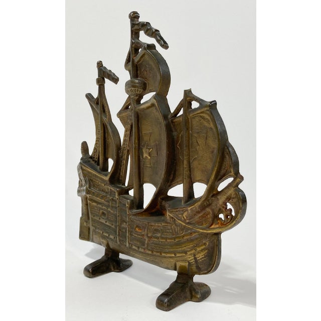 Figurative Antique Cast Iron Pirate Ship Doorstop For Sale - Image 3 of 8