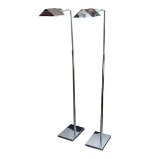 Koch & Lowy Chrome Adjustable Floor Lamps - a Pair For Sale