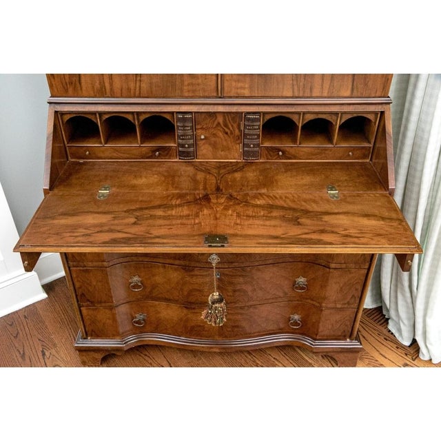 Brown Vintage Custom Queen Anne Style Italian Slant Front Secretary Bookcase For Sale - Image 8 of 13