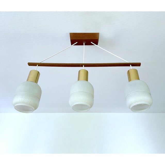 Wood Danish Pendant Light in Glass and Teak, 1960s For Sale - Image 7 of 18