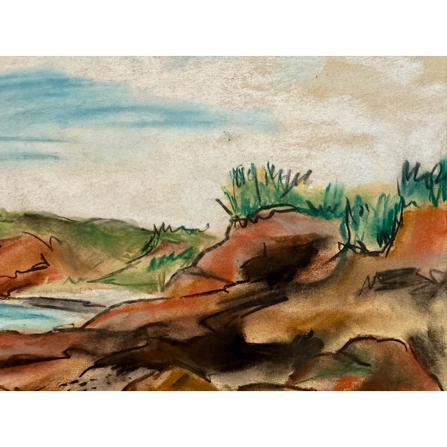 Rustic Henry Emil Salloch Original Watercolor on Paper Cap Des Rosiers, Gaspé Pq. 1957. For Sale - Image 3 of 7