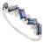 Baguette Blue Sapphire & Diamond Geometric Half Eternity Band Size 5 in 14k Gold For Sale