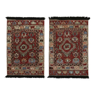 Rug & Kilim’s Twin Tribal-Inspired Rugs in Red With Geometric Patterns For Sale