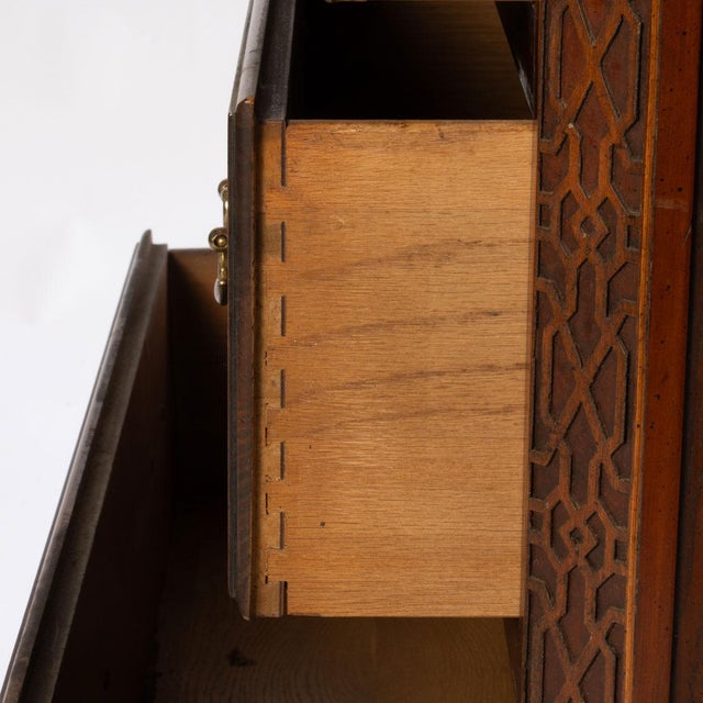 Baker Furniture Company Baker Chippendale Style Burl Walnut 3 Drawer Bachelor's Chest For Sale - Image 4 of 9