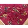 1920s Bright Pink Floral Modern Antique Chinese Deco Rug 8' 10" X 11' 6" Knotted Wool Carpet For Sale In New York - Image 6 of 6