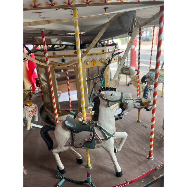1940 Beautiful Hand Crafted Revolving Carousel With Horses and Other Animals For Sale - Image 9 of 10