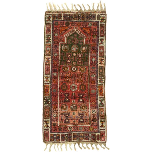 Vintage Turkish Oushak Prayer Rug, 02'05 X 05'02 For Sale - Image 10 of 10