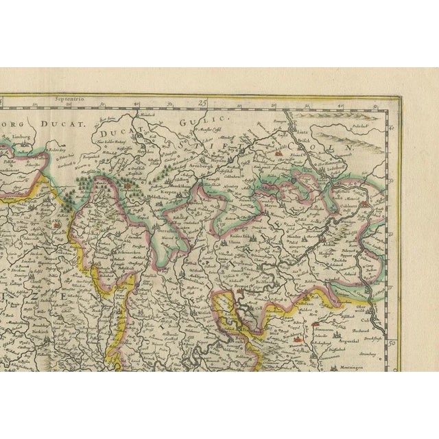 Antique Map of Trier and Luxembourg by Joan Blaeu, Amsterdam, 1640 For Sale - Image 6 of 10