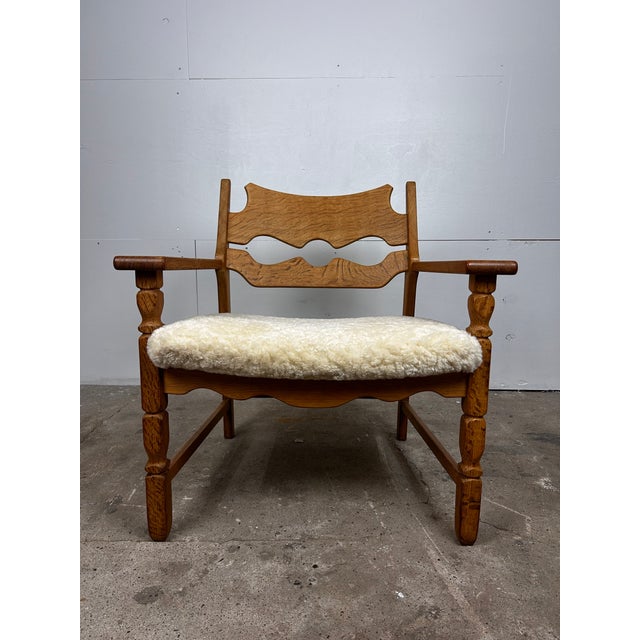 Danish Brutalist Razorblade Oak Armchair by Henning Kjærnulf for EG Møbler, 1960s For Sale - Image 10 of 10