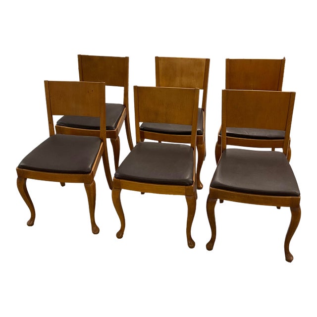 Set of 8 Danish Modern Beech Dining Chairs – 1960s – Cabriole Legs For Sale