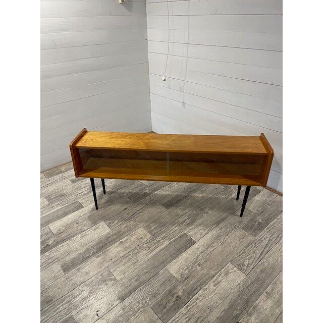 Vintage Sideboard by Tatra Nabytok, 1970 Wooden black legs Original glass In superb condition Legs can screwed down by...