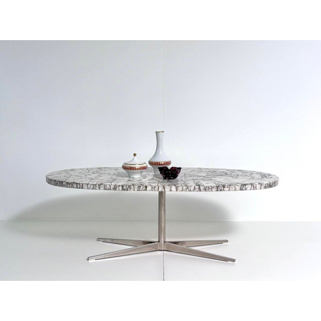 Mid-Century Dining Table with Oval Marble Mosaic Top For Sale - Image 14 of 14