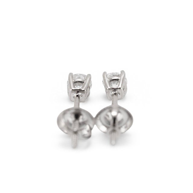 Unisex 14k White Gold 0.44ctw Lab Grown Diamond Screw Back Petite Stud Earrings, Pair For Sale - Image 4 of 9