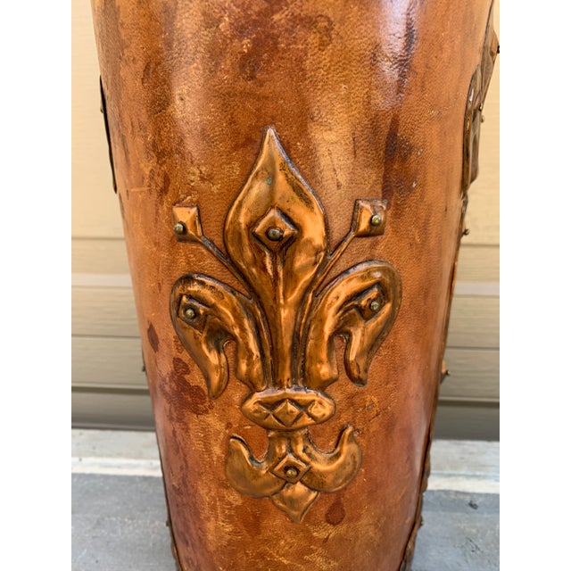 19th-Century French Leather-Wrapped Grain Bin or Umbrella Stand For Sale In South Bend - Image 6 of 11