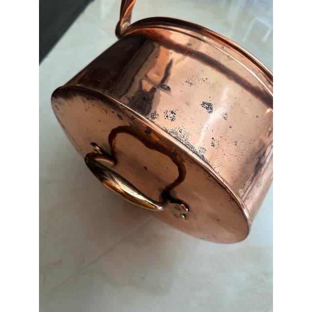 19th-Century Victorian Copper Helmet Coal Scuttle With Brass Accents For Sale - Image 11 of 12