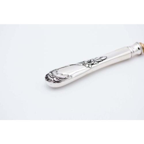 Silver Fish Serving Fork with Gold Tines and Relief on the Handle For Sale - Image 3 of 4