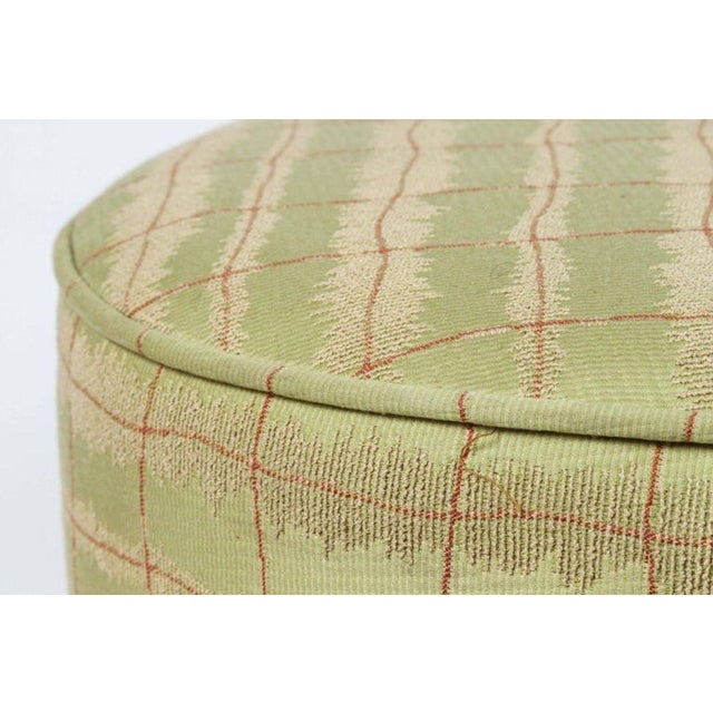 Jade Green Round Moroccan Art Deco Upholstered Stool For Sale - Image 4 of 5