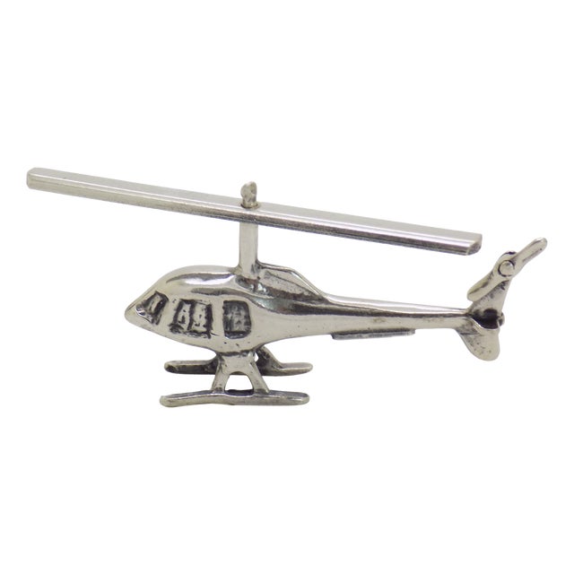 Vintage Italian Handmade Silver Helicopter Miniature, Tuscany, Arezzo, Italy, 1980s For Sale