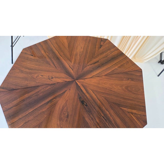 Antique Octagonal Walnut Finish Tilt ( Snap) Pedestal Center Table For Sale - Image 17 of 18